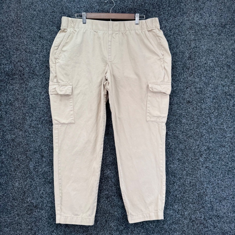 Gap Mens XL Tan Khaki Cargo Pants Elastic Waist Cotton Lyocell Blend Utility